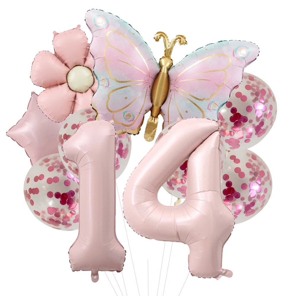 Pink Butterfly Foil Balloons for 5th Birthday and Party Decor