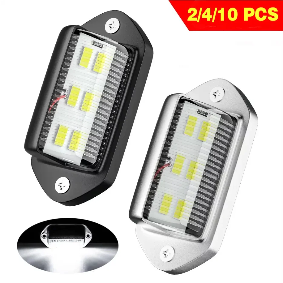 ไฟส่องป้ายทะเบียนรถยนต์ 6 LED 2 ชิ้น หลอดสีขาวสว่าง