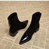 Women's 2025 New Autumn and Winter Fashion Retro Pointed Ankle Boots with French Temperament High Heels and Zipper Short Boots
