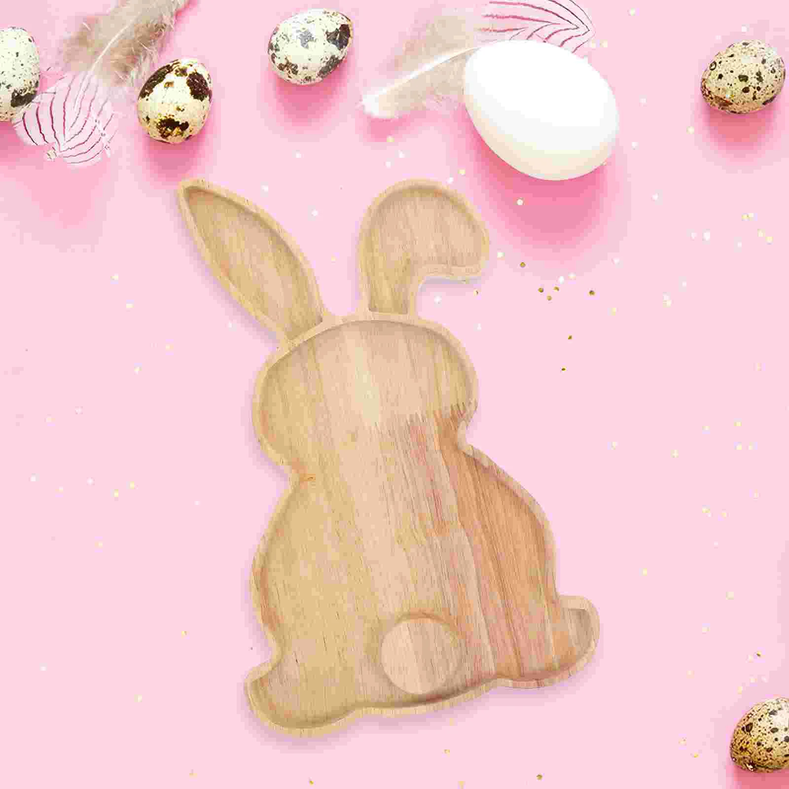 Rabbit Serving Tray Fruit Wooden Balls Shape Decorative Easter Bunny Plate Baby 6