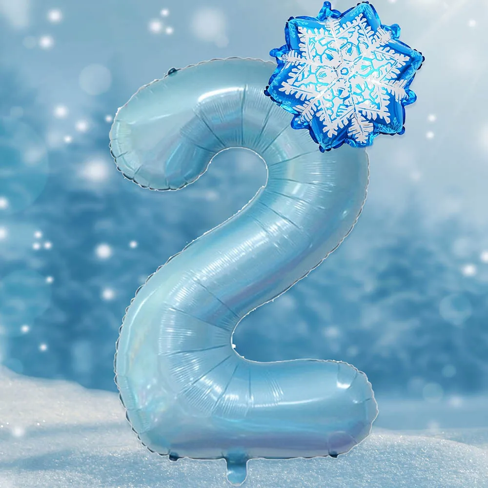 2 stücke Eis Schnee Blau Anzahl Folien Ballons Blaue Schneeflocke Ballon Prinzessin Mädchen Jungen Geburtstag Party Baby Dusche Dekorationen geschenke – Detail 3