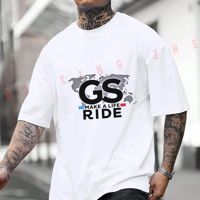 GS MAKE A LIFE RIDE Motorcycle 2026 코튼 캐주얼 티셔츠 남성 여름 오토바이 사이클링 스포츠웨어 탑 티셔츠