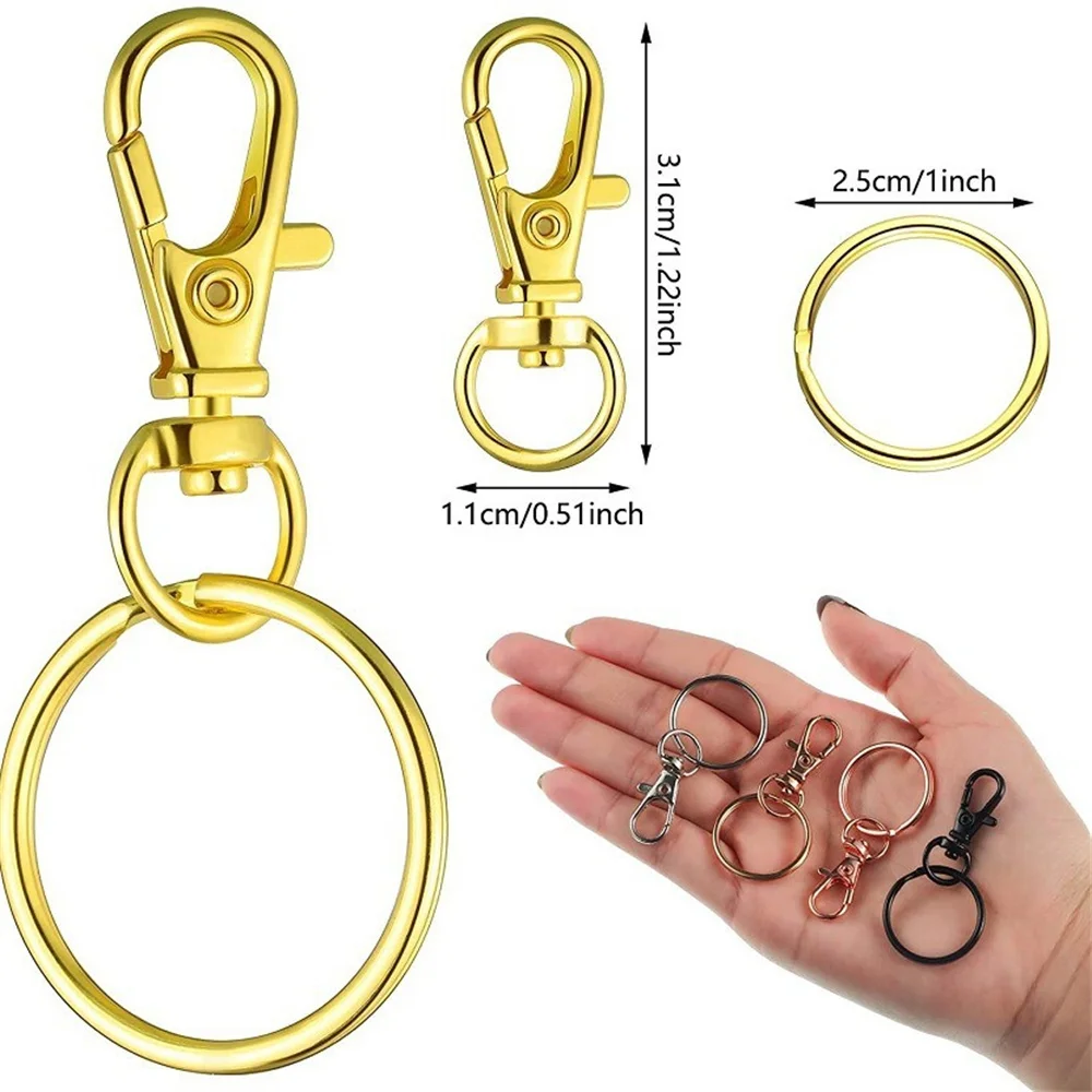 20PCS Keychain Hook 10pcs Key Ring 10pcs Keychain Clip Hook Flat Ring for Lanyard Jewelry Making DIY Crafts