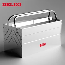 Delixi – boîte à outils multifonctionnelle en acier inoxydable, de qualité industrielle, domestique, Portable, électricien, matériel, boîte de rangement pliable
