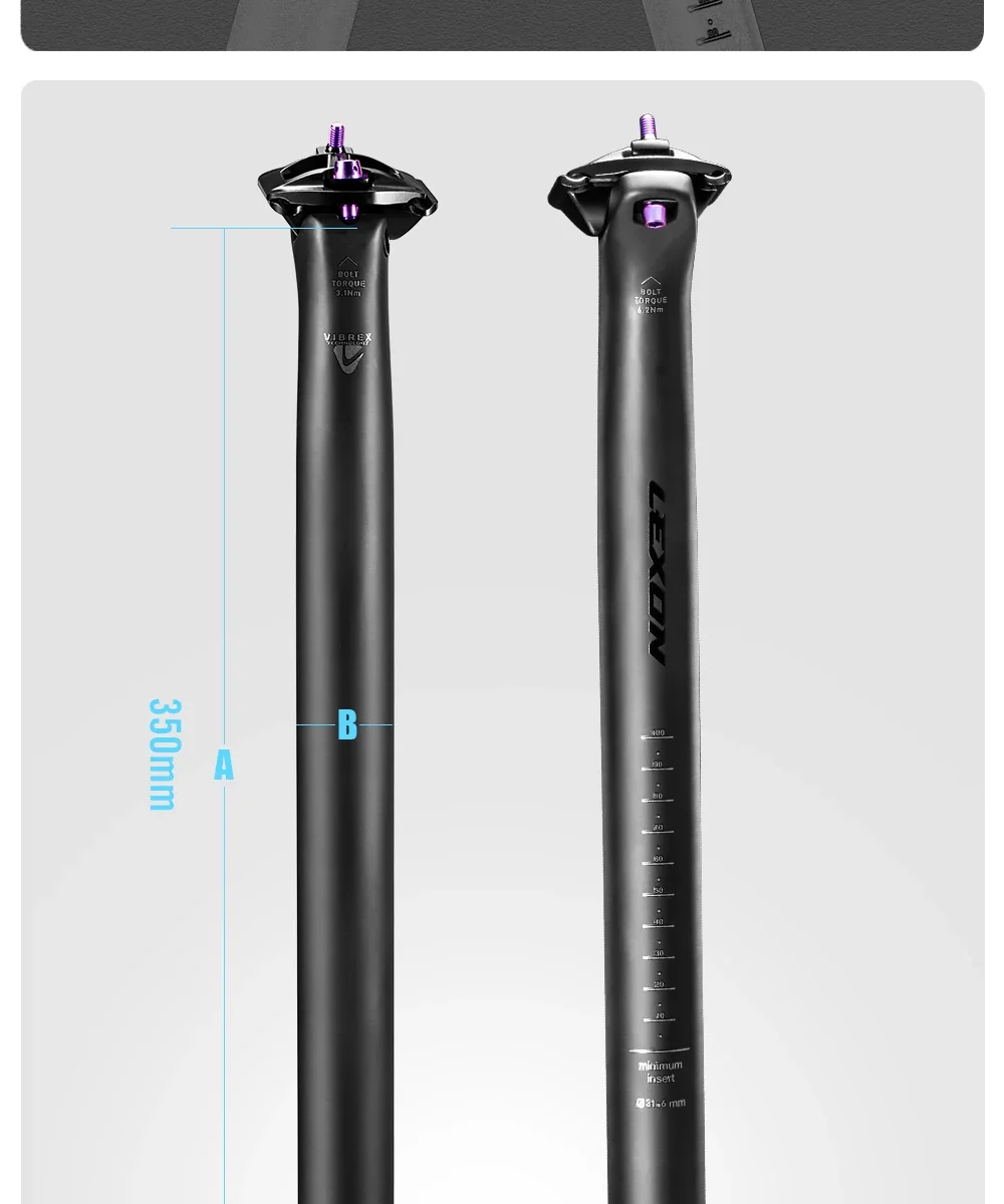 LEXON Ultralight Bicycle Seatpost Carbon 27.2/31.6mm Two