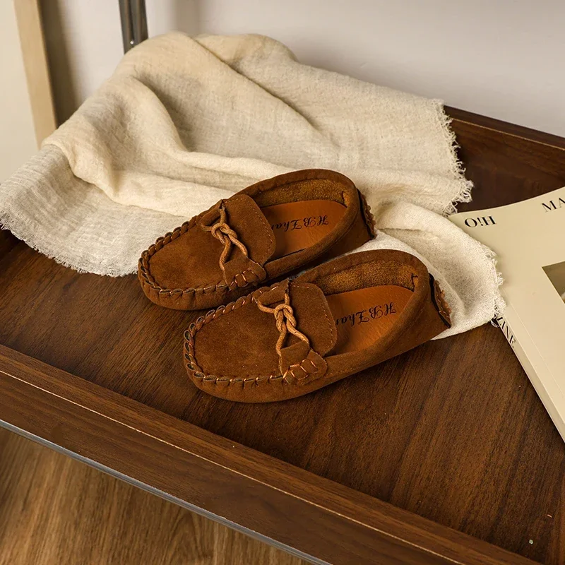 Leather Kids Moccasins Soft Flat Loafers for Boys and Girls