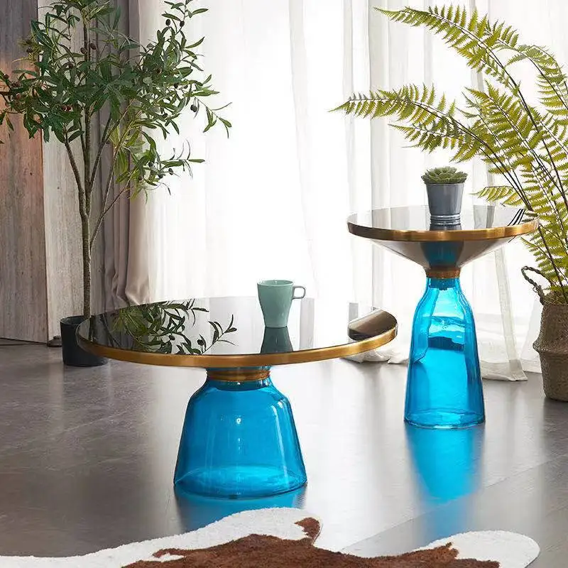

New design modern round glass base coffee table for glass top round bell coffee table