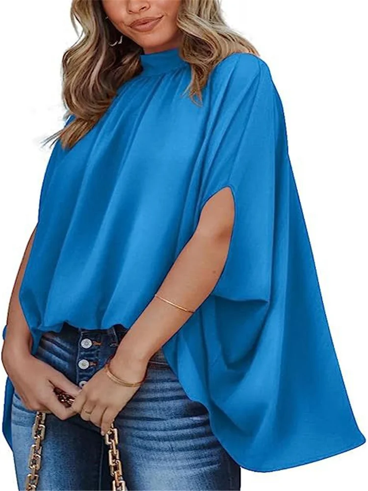 

Women's Cloak Y2k Tops Short Sleeve Outfit Loose Fashion Shirt O-neck Casual Loose Chiffon T-Shirts Summer Bohemian Traf Dress