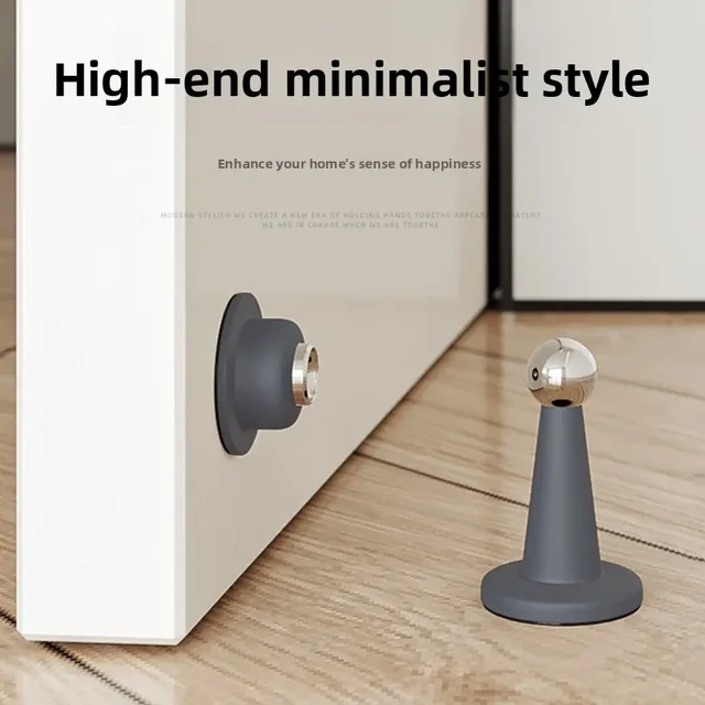 Tope de puerta sin taladro para habitación, puerta de dormitorio, protección de pared fija, anticolisión, tapón de suelo de succión fuerte de silicona para el hogar 2