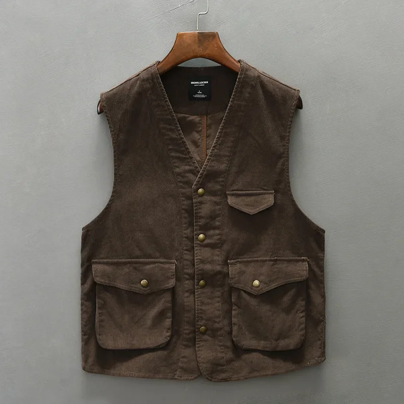 New Autumn Vintage Men's Work Casual Vest Motorcycle Rider Vest from China Mainland Motorcycle Equipment Accessories