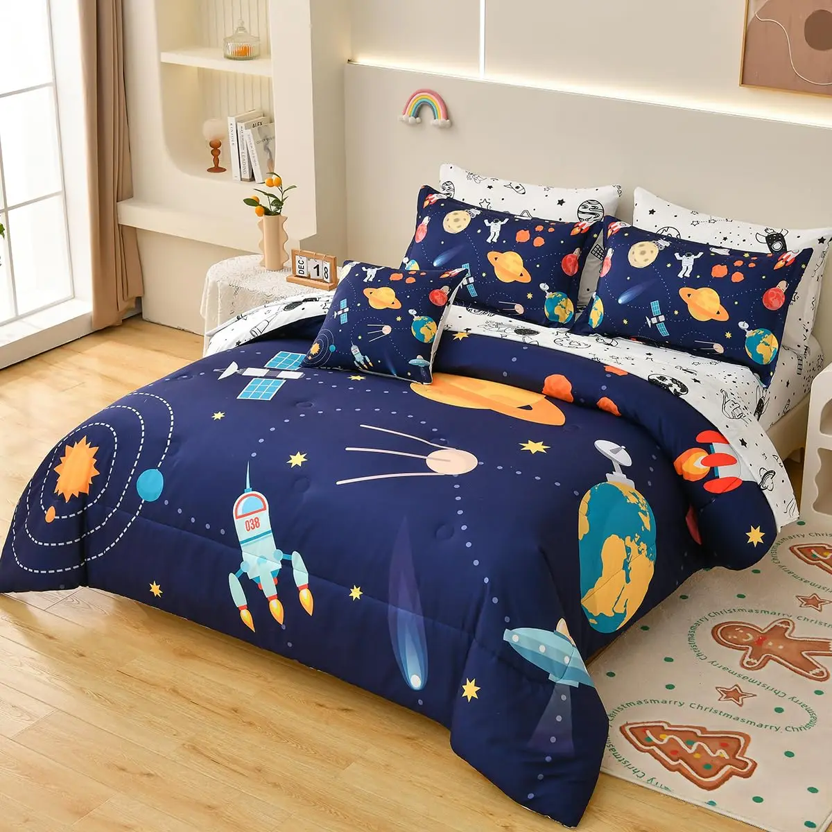 

Astronaut Duvet Cover Set Queen Size, Outer Space Bedding Set 3pcs for Kids Girls Adults,Comforter Cover Soft with 2 Pillowcases