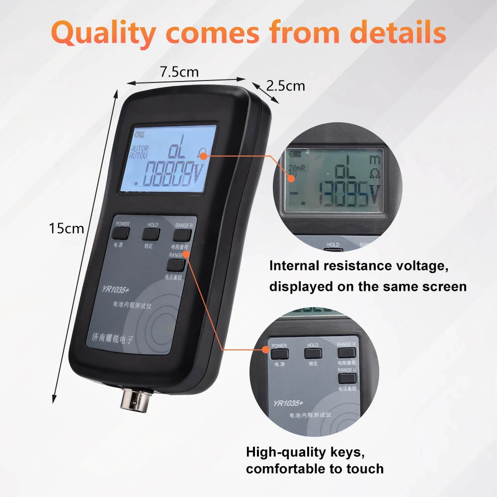 4-Wire YR1035+ Lithium Battery Internal Resistance Tester High-precision Battery Tester Resistance Test Instrument DC 0-100V 2