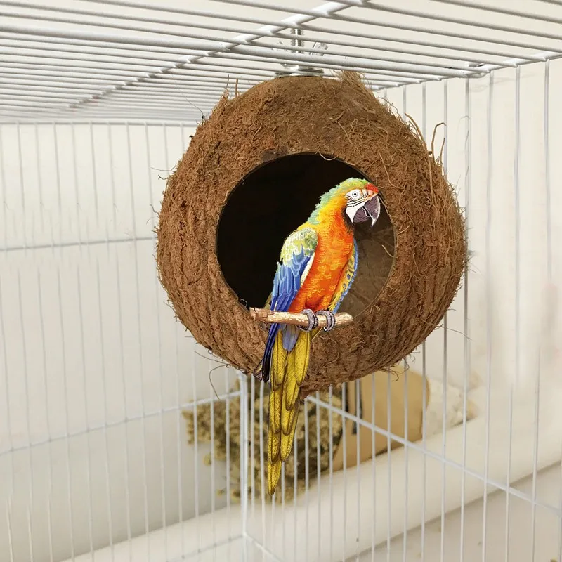 

Pet Bird Comfortable Coconut Shell Nest Parrot Small Size Natural Coconut Squirrel Hamster Cage Breeding Nest Pet Bedroom