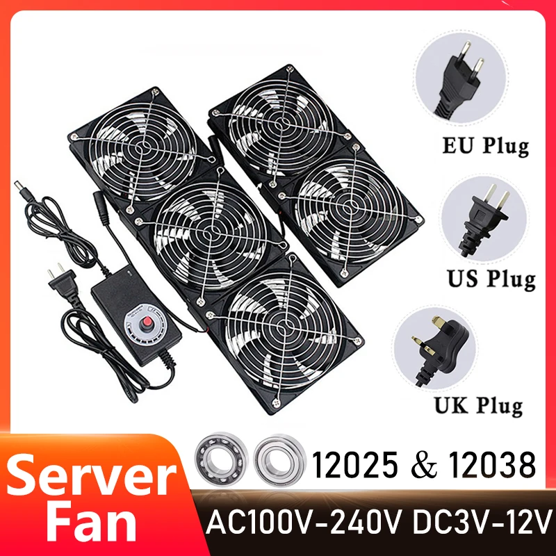Gdstime-ventilador para Máquina de Mineração Btc 12cm Alta Velocidade dc 12v 220v Chassi da Estação de Trabalho 120 mm Ventilador Refrigerador de Servidor Violento