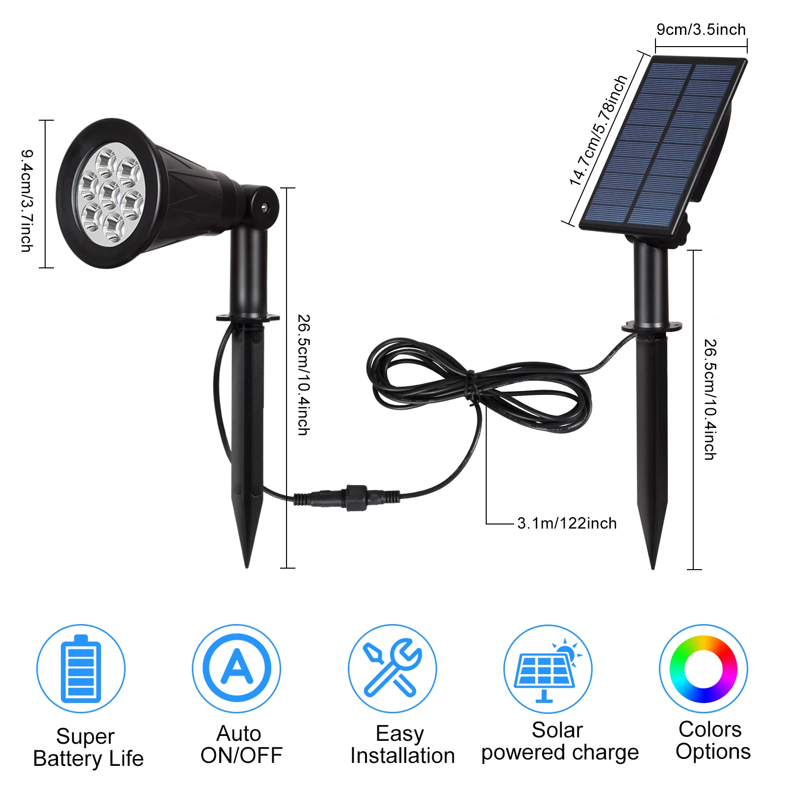 Solar Garden Spotlights 7 cores LED Solar