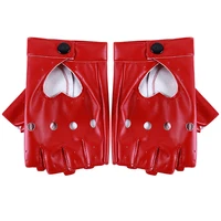 Leather Gloves Guantes Mujer For Women Girls Red Balck White Loving Heart Gloves For Women