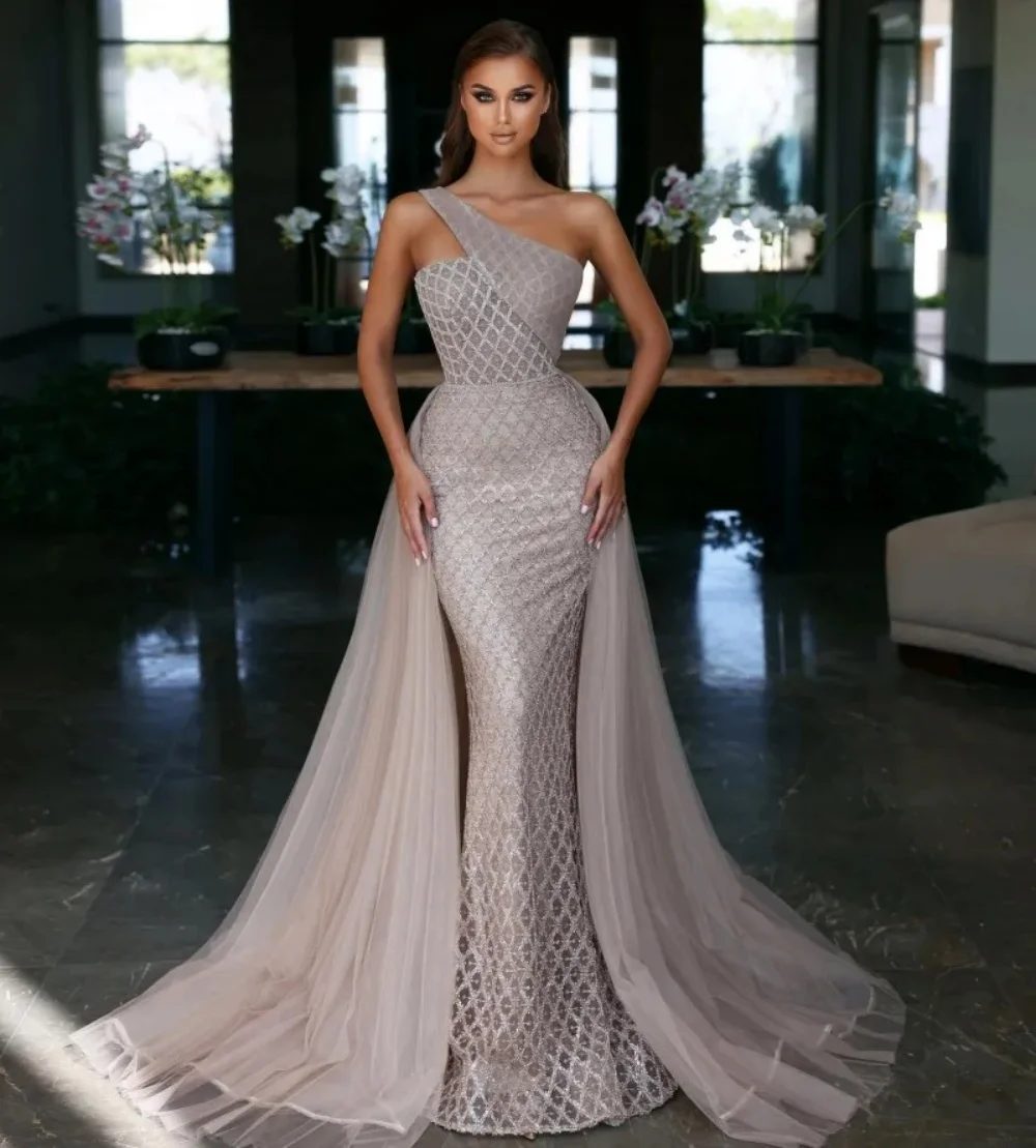 

Xu Ni Yisheng New 2024 Formal Evening Off-Shoulder Slimming Mermaid Floor-Length Wedding Party Dress Detachable Train Long Dress