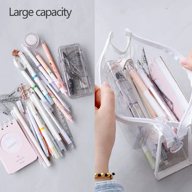 Kawaii Pencil Case Transparent PVC pen pouch organizer for girls Pencil boxes School supplies Cute korean stationery pencil cases
