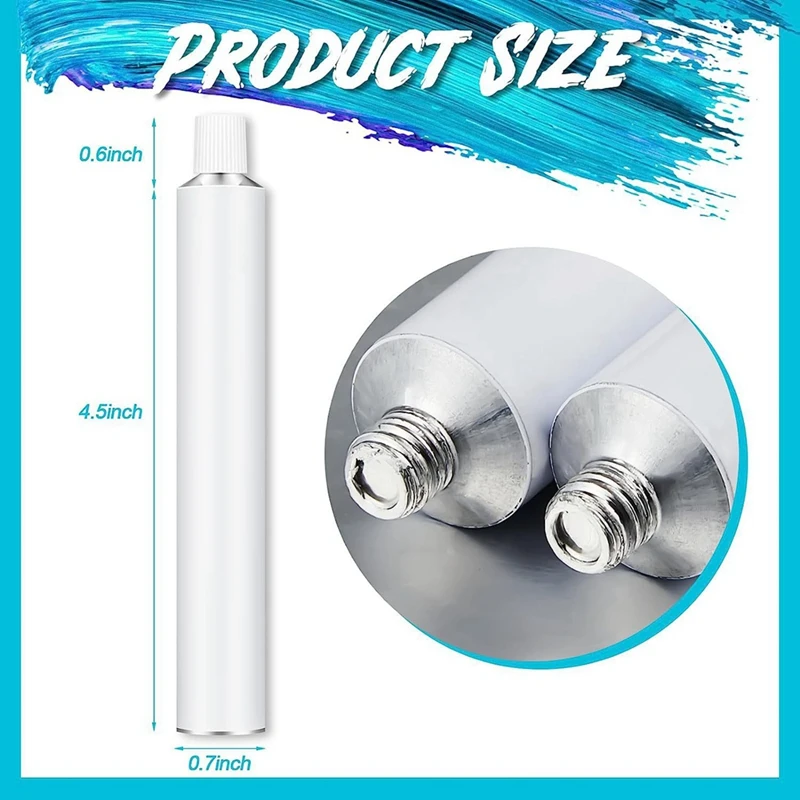페인트 제작용 빈 알루미늄 튜브, 잔여 페인트 아크릴 오일, 라벨 4 개, 20ml, 48 개