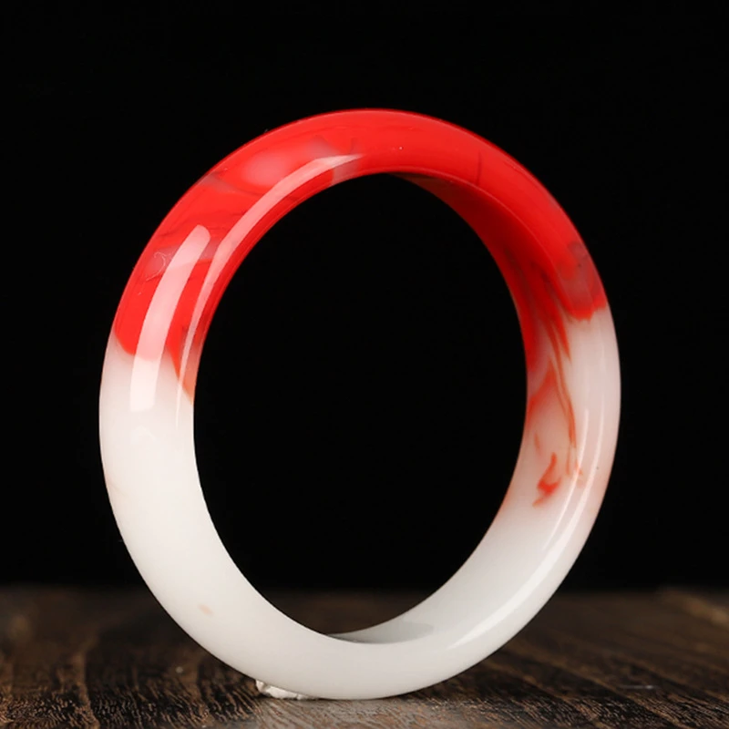 

Chicken Blood Jade Bracelet Red and White Women's Popular Joker Bracelet.