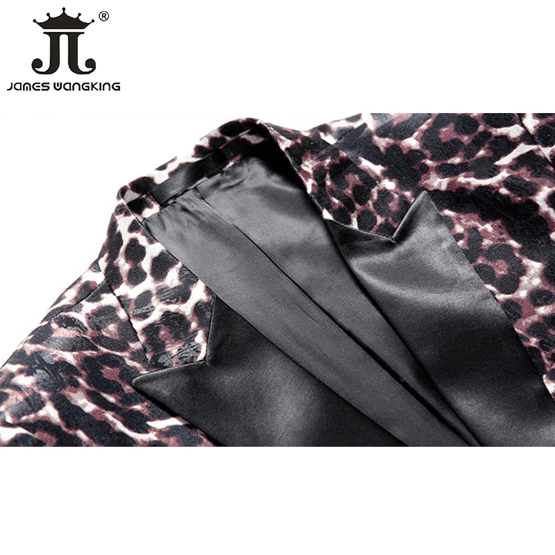 ( Blazer + Pants) Stage Host Apparel Mens Suit Nightclub Prom Social Slim Tuxedo Fashion Cool Leopard Print Dress Formal Suit 5