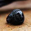 Vintage Handmade Turkish Black Zircon Rings Retro Men Stainless Steel Tiger Eye Stone Rings Classic Wedding Engagement Jewelry