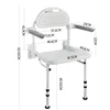 Wall-mounted Bathroom Chairs Disabled Chair Shower Seat, Height Adjustable Elderly Toilet Bath Chair Bathing Aids Folding Stools 6