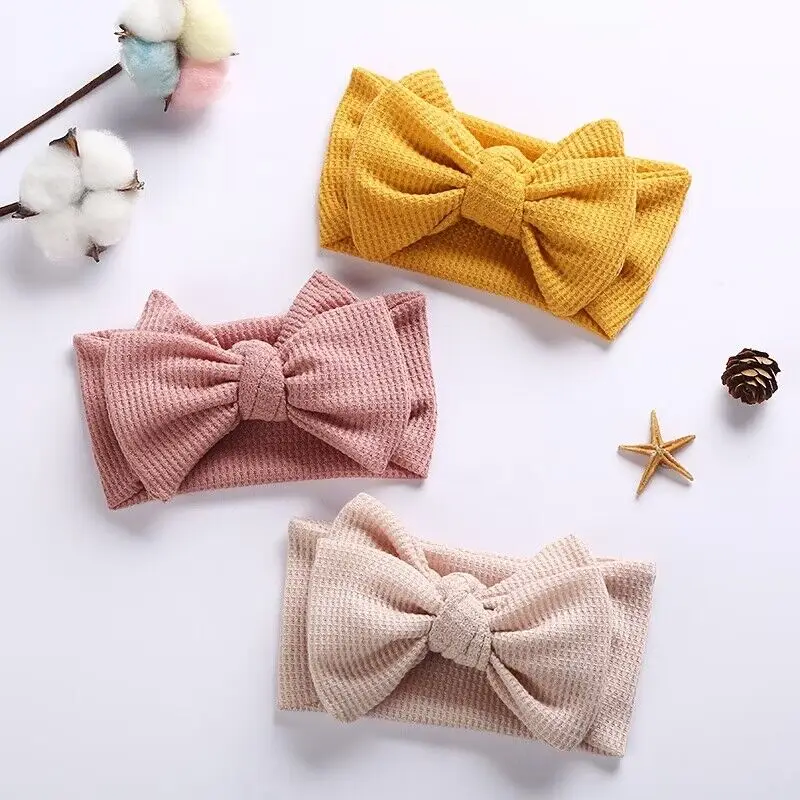 

150pc/lot Infant Waffle Bows Headbands Bowknot Baby Headband Newborn Elastic Bow Headwear Kids Gifts Girl Hair Accessories Bulk