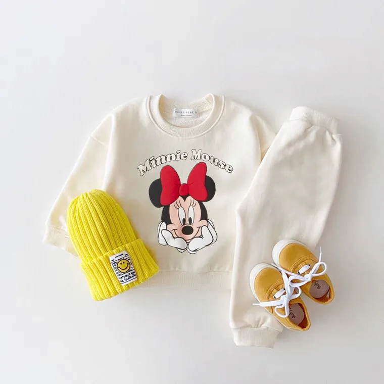 Disney hoodies Kisded Uniszex Két Műtárgy sets Gúnyrajz nyomtatás stv Ingujj tops +trousers Angol kosztüm Kisded fiúknak Lezser sweatshirts outfits