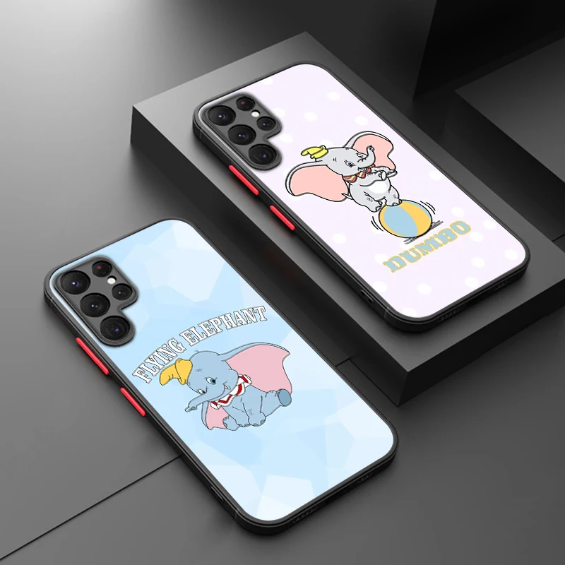 Disney Dumbo Baby Per Samsung S24 S23 S22 S21 Ultra S20 Fe S10 Plus Lite 4G 5G Cover Traslucida Smerigliata Capa Fundas Custodia Per Telefono