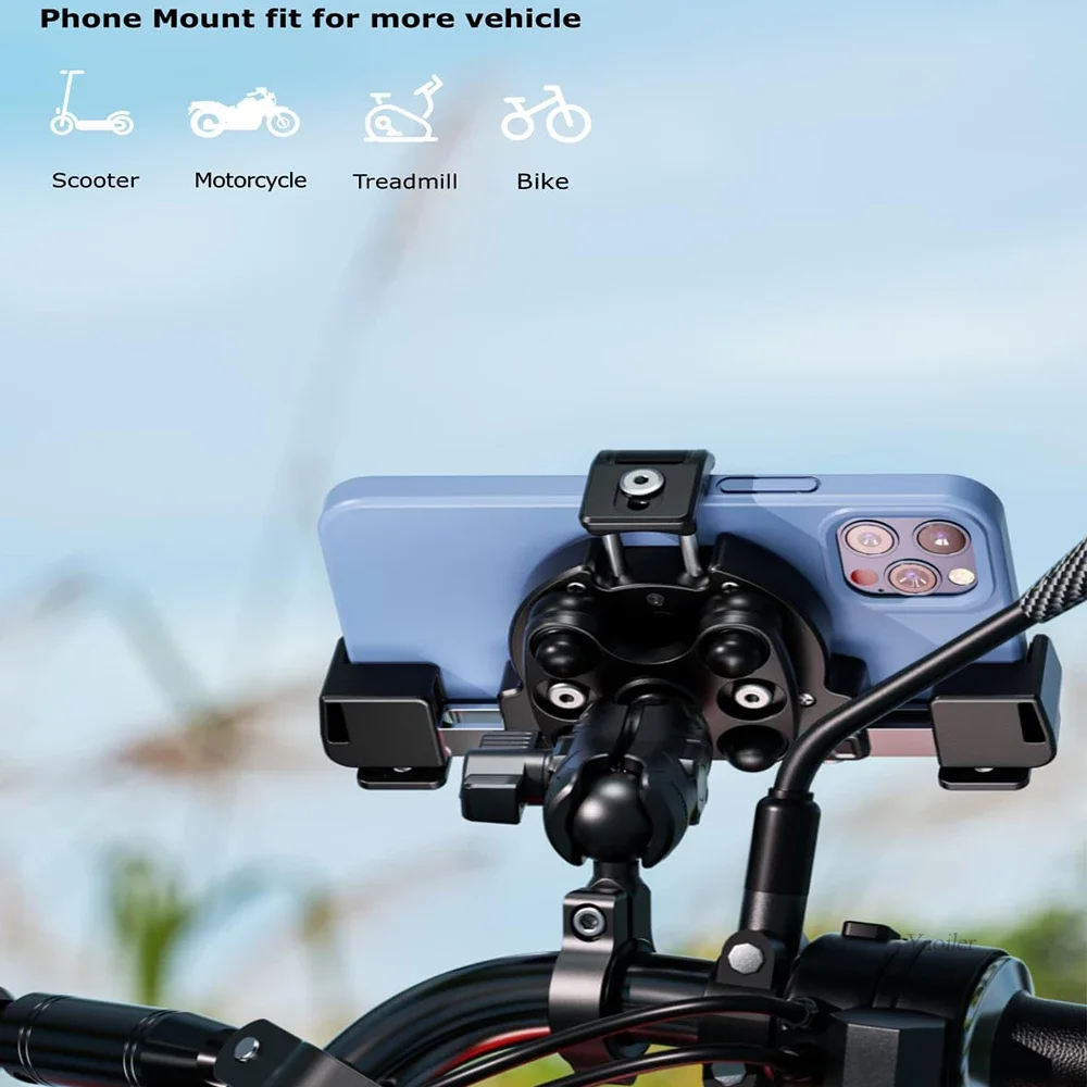 Kewig Supporto Per Cellulare Moto Con Ammortizzatore Di Vibrazioni - Blocco Sicuro Ad Alta Velocità, Antifurto, Per Manubrio, Adatto A Smartphone 4.7-7.2 Pollici