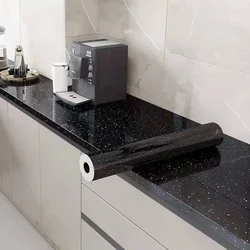 3D Black Quartz Stone Marble Wallpaper Oil-proof Waterproof Contact Paper PVC Self Adhesive Bathroom Kitchen Countertop Decor
