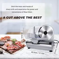 Electric Meat Slicer, 200W Electric Deli Food Slicer with 9” Removable Stainless Steel Blade & Adjustable Thickness Dia 2