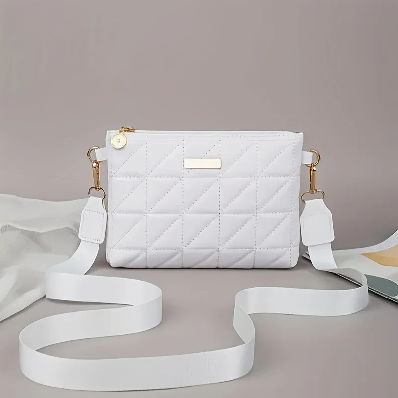 Stylish Striped Shoulder/Crossbody/Handbag with Delicate Hardware Accessories, Zipper Closure, Multifunctional Bag for Daily Use