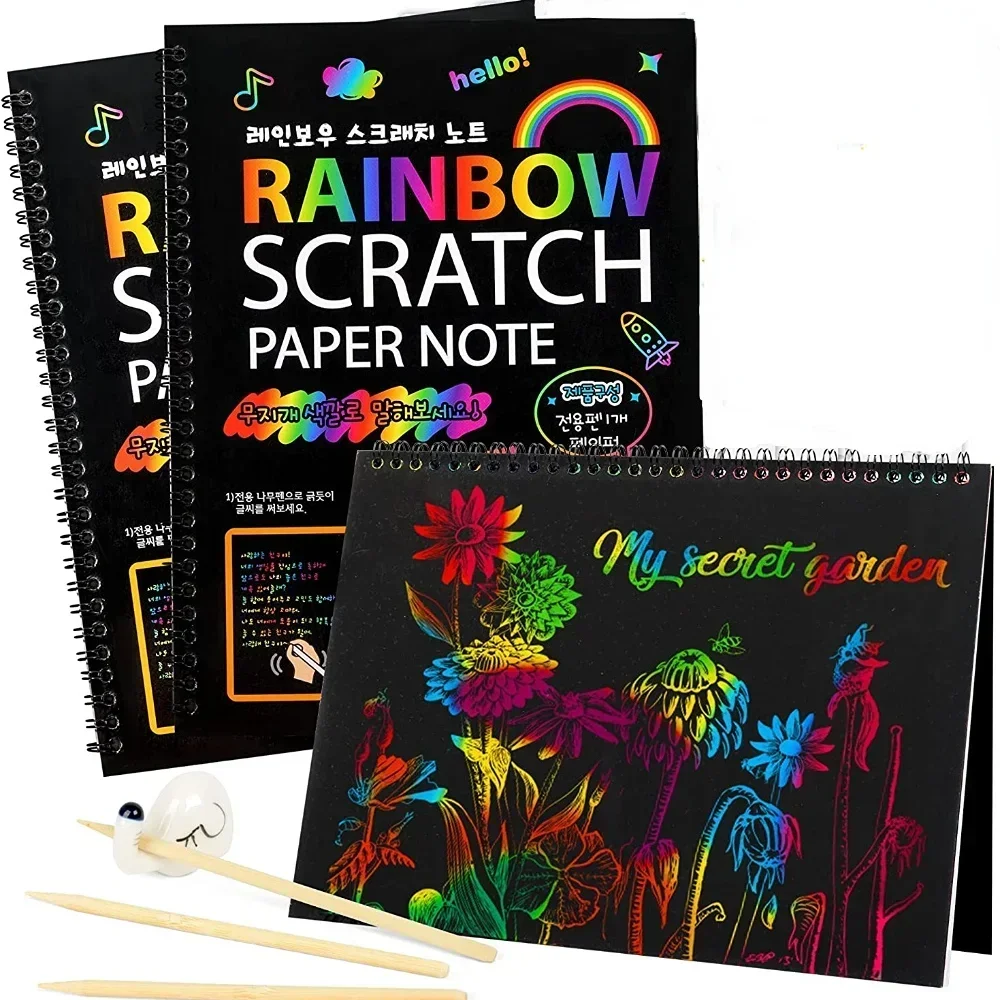 Rainbow Magic Scratch Off Paper Set for Kids Arts Scraping Painting Drawing Toys DIY Graffiti Book Montessori Educational Toys 1