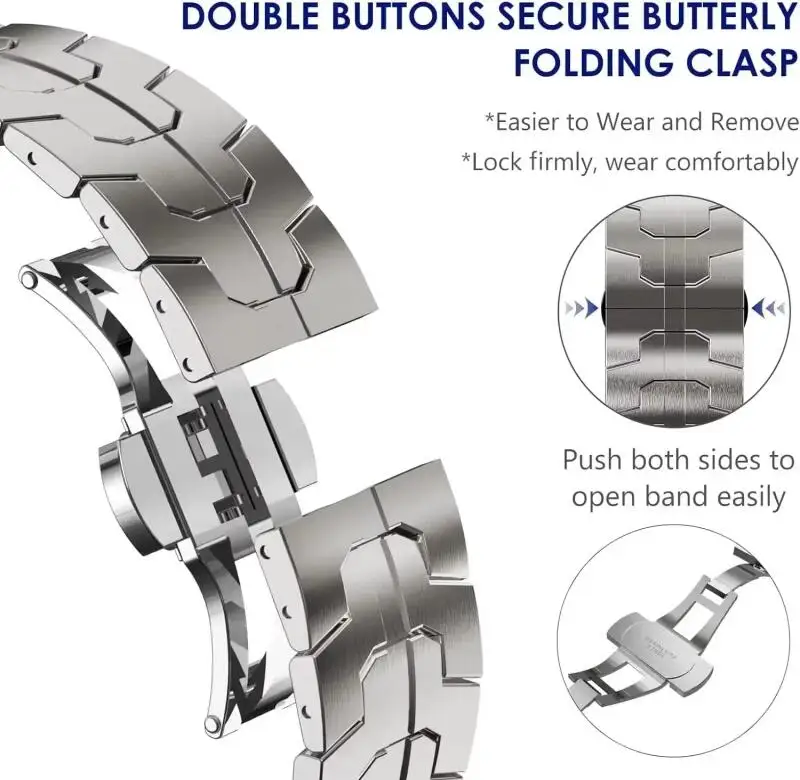 Stainless Steel Adjustable Watch Strap Bracelet - Compatible with Amazfit T-REX 3