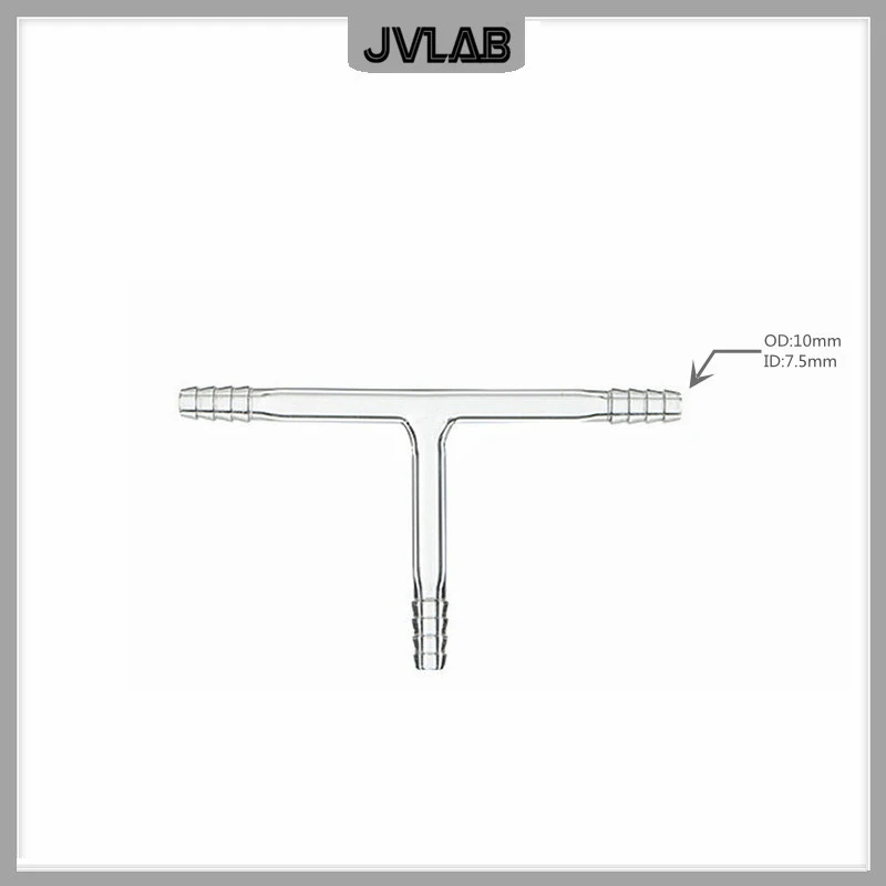 Glass Adapter Dual Connecting Glass Tube Pagoda Small Mouth Catheter T-shaped Three-way Connector OD 10 mm ID 7.5mm 5 / PK