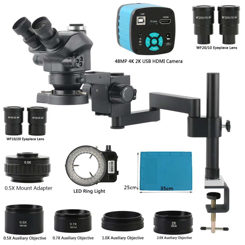 Trinocular Microscópio Video Camera Set, Clamp Folding Tipo de Extensão