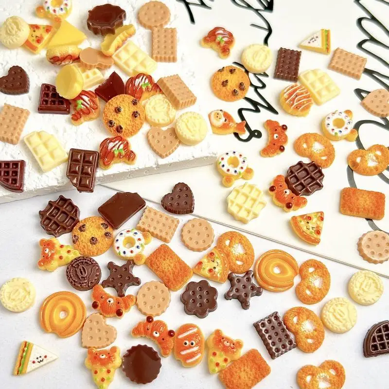 Cute Bear & Ice Cream Chocolate Nail Art Charms - Fun Dessert-Inspired Nail Accessories