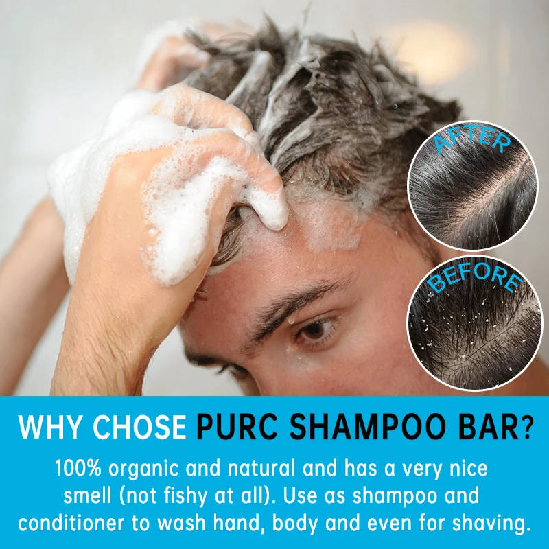 PURC Shampoo Bar Hair Care Bamboo Charcoal Seaweed Ginger Scalp Cleaning White Hair Darkening Anti-dandruff Growth