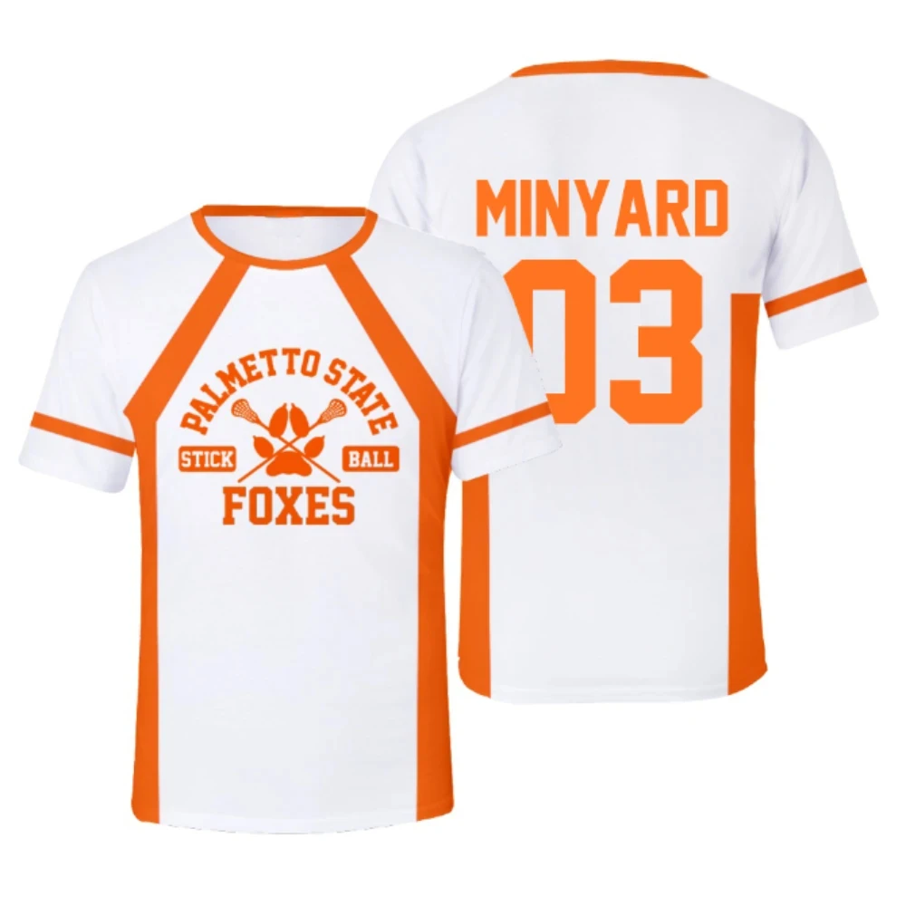 새로운 Foxhole Court Palmetto State Foxes 라크로스 저지 코스프레 WILDS MINYARD 3D 티셔츠 남성/여성 의류 키즈 티셔츠
