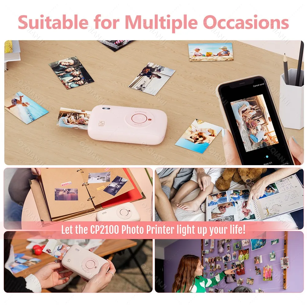300dpi Bluetooth Color Photo Printer Portable Mini Pocket With DIY Share Photo Picture принтер Work Home Machine 2x3 inch Paper