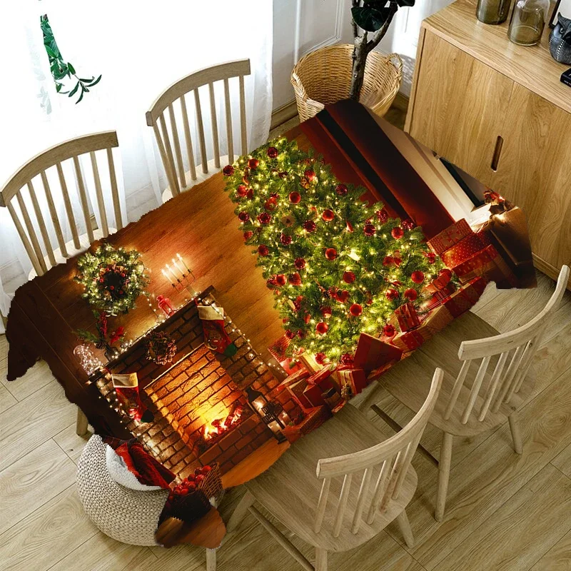 

New Christmas Printed Rectangular Oil Proof Banquet Atmosphere Tablecloth Wedding Decoration Mantel Mesa