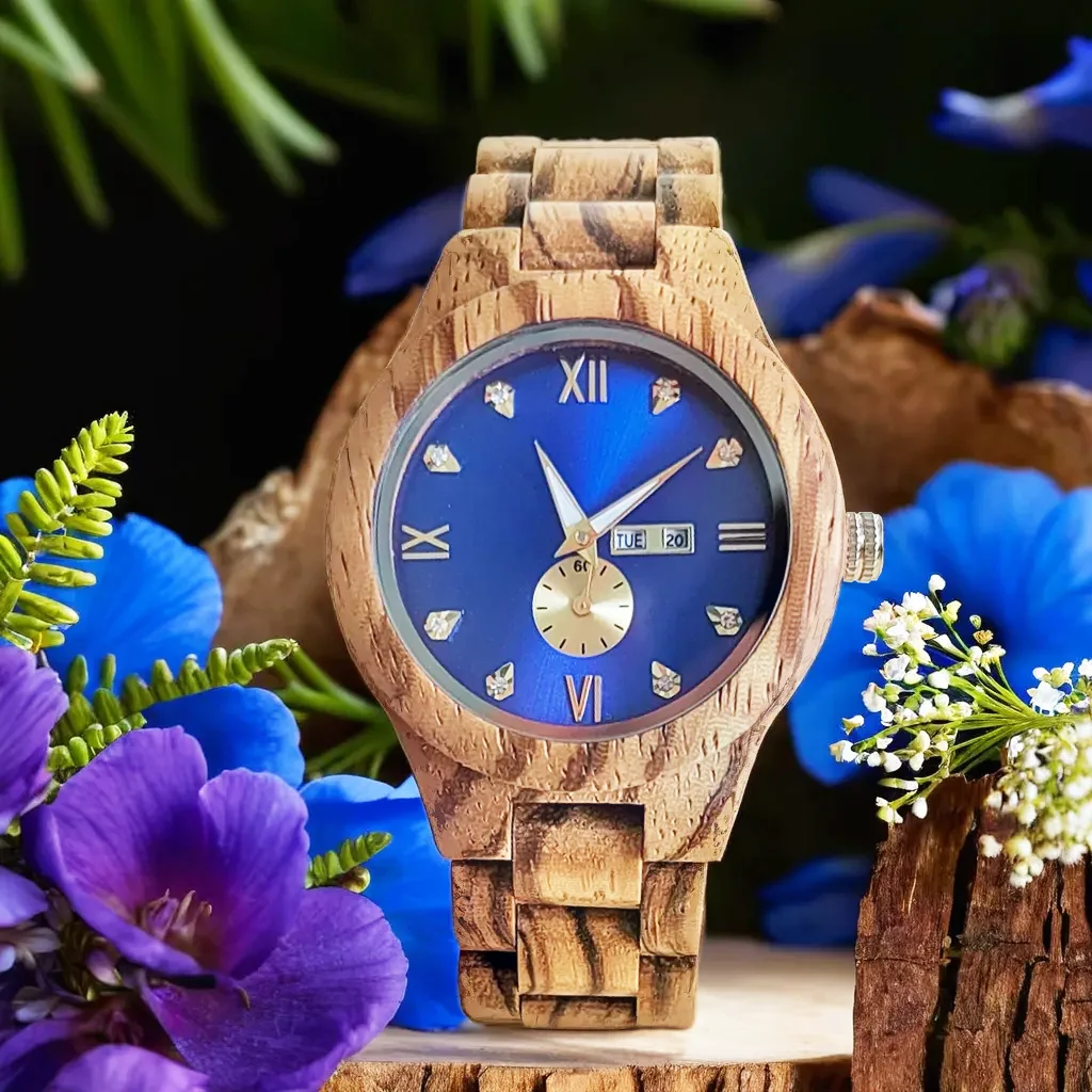 Women's Wooden Wristwatches, New Luxury Quartz Watch, Multifunction Chronograph Clock, Luminous Fashion Girlfriend Wood Watches