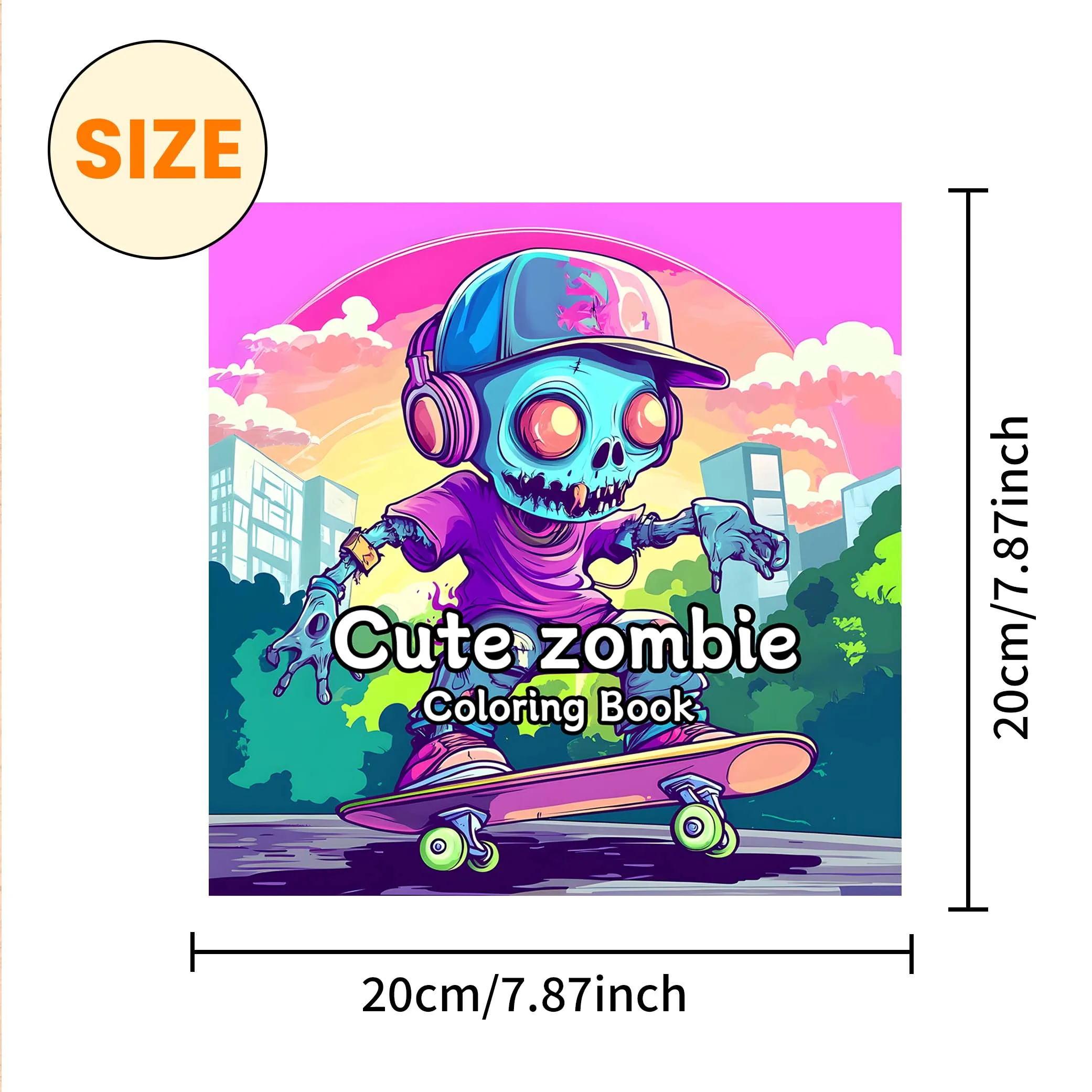 Cute Zombie Coloring Book 24 Pages illustration Creative Relaxation Perfect Self-painting book For Adults & Teens 4