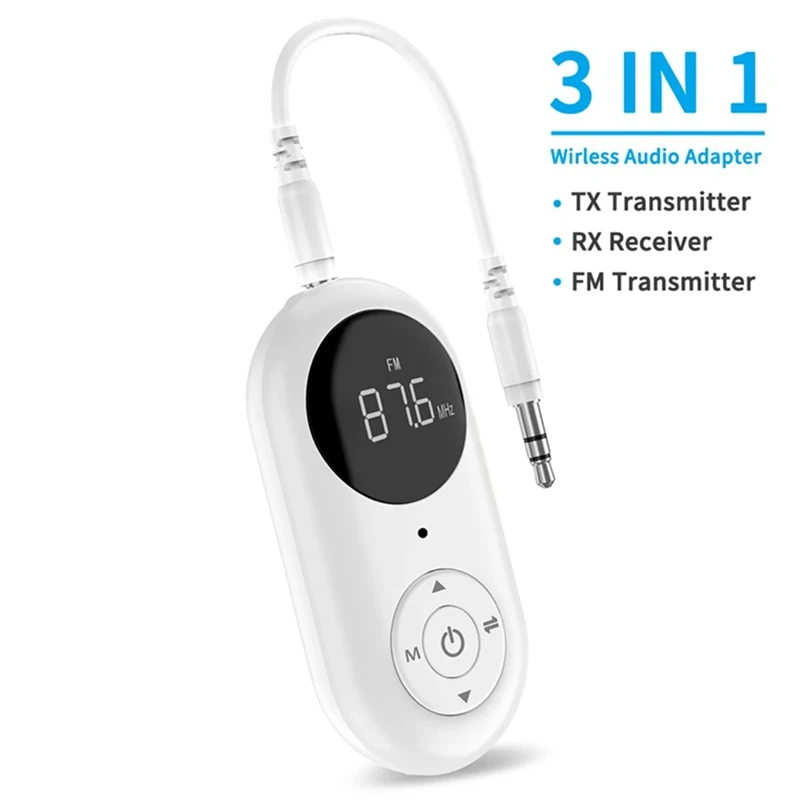 3 In 1 Wireless Audio Adapter With Mic 3.5MM AUX HIFI Stereo Music LED Display For Car PC 1 PCS