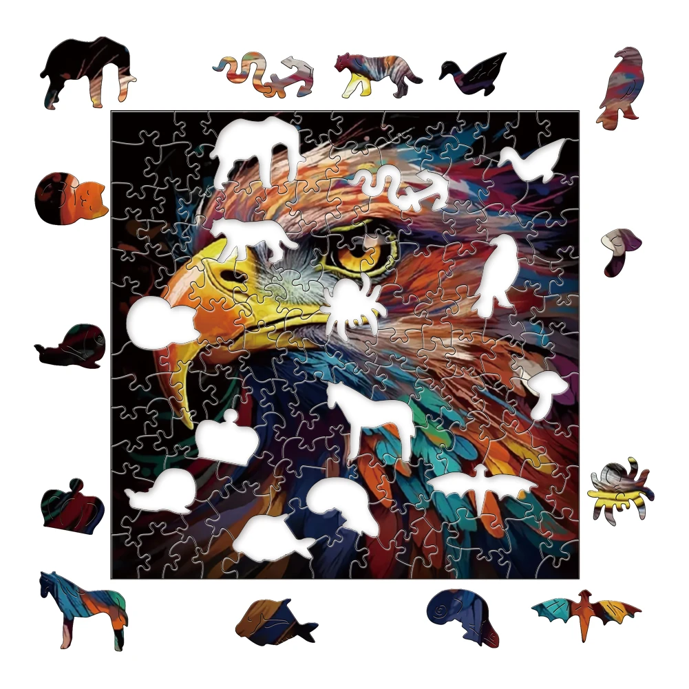 

The Unique Eagle Colored Wooden Puzzle Is The Perfect Gift For Family And Friends Children's Puzzle Games Adult 3D Puzzles