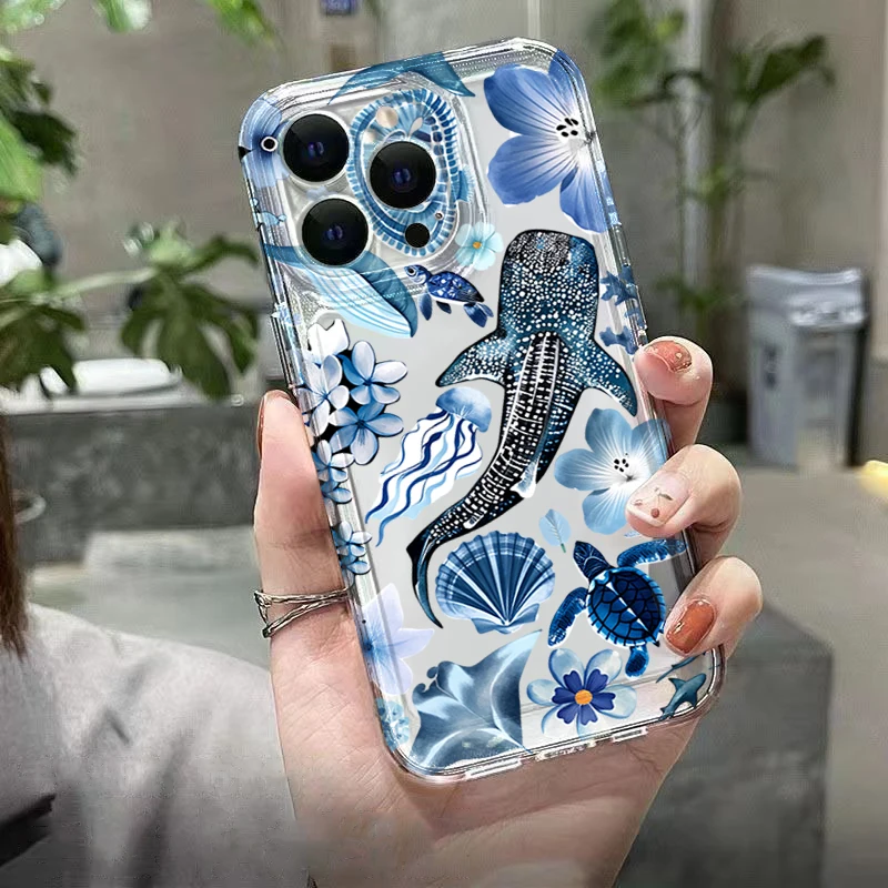 Ocean Elements Whale & Starfish Phone Case Cover