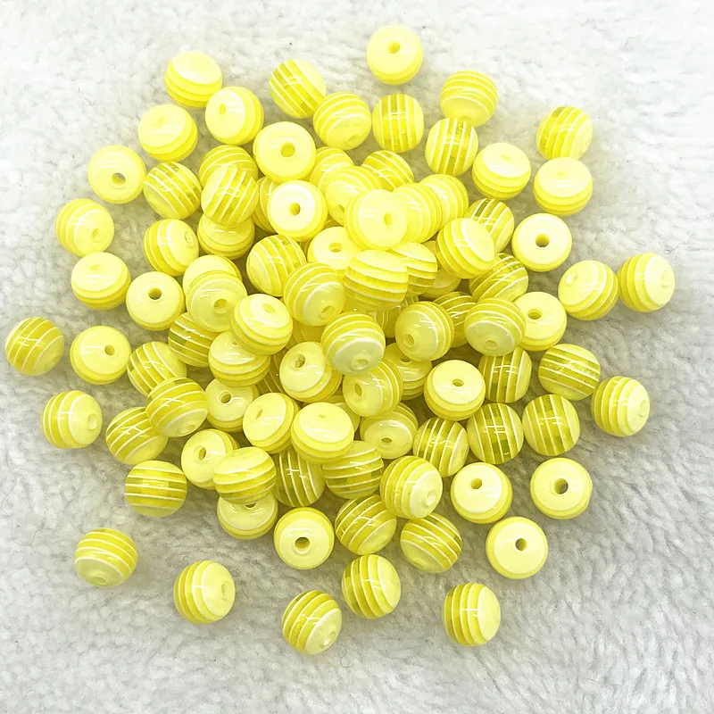 새로운 라운드 투명도 수지 비즈 50 개 6mm 8mm, 스트라이프 스페이서 비즈 쥬얼리 만들기 DIY 공예 의류 액세서리