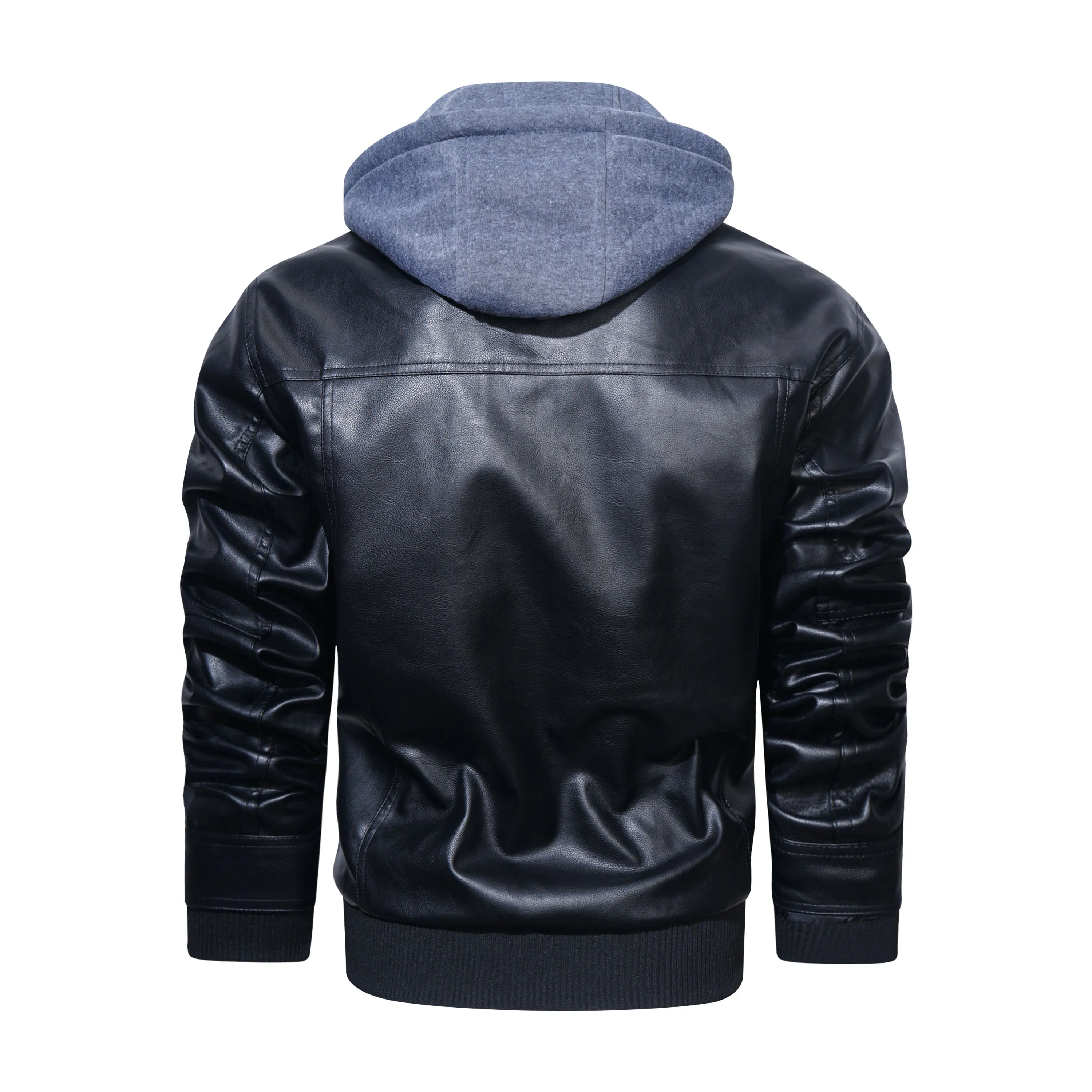 Leather Jackets Men's Motorcycle Slim Fit Hooded PU Coat Autumn Winter Casual Windproof Detachable Hat S-XXXL
